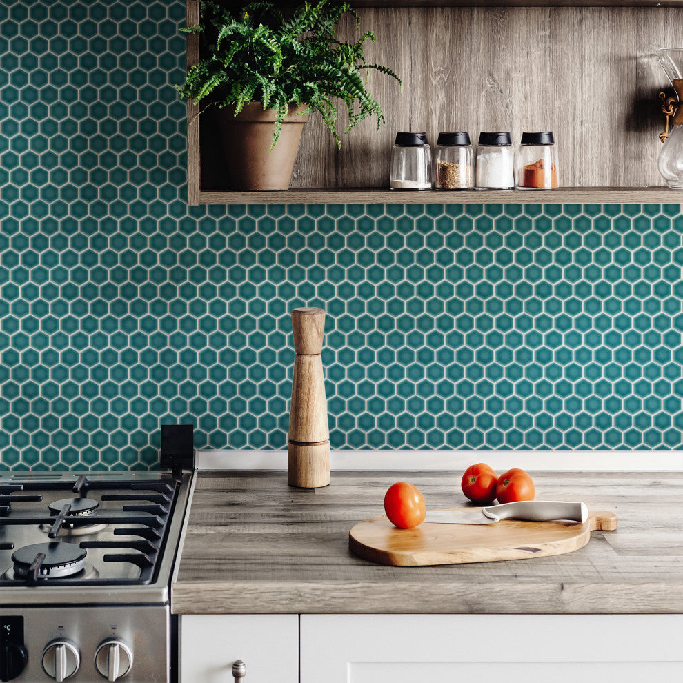 Tribeca 1" Hex Jade Porcelain Floor and Wall Tile