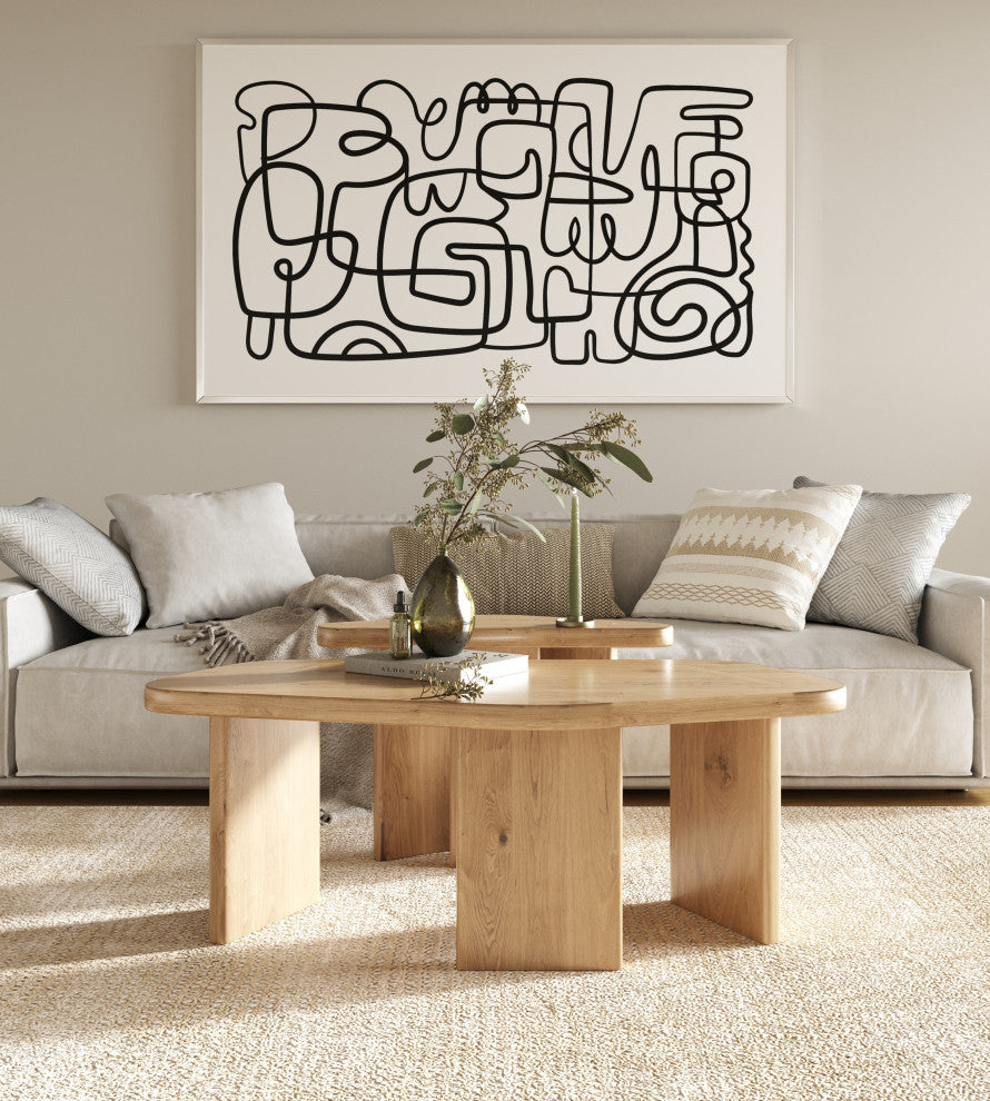 Modrest Jack Natural Wood Coffee Table Set