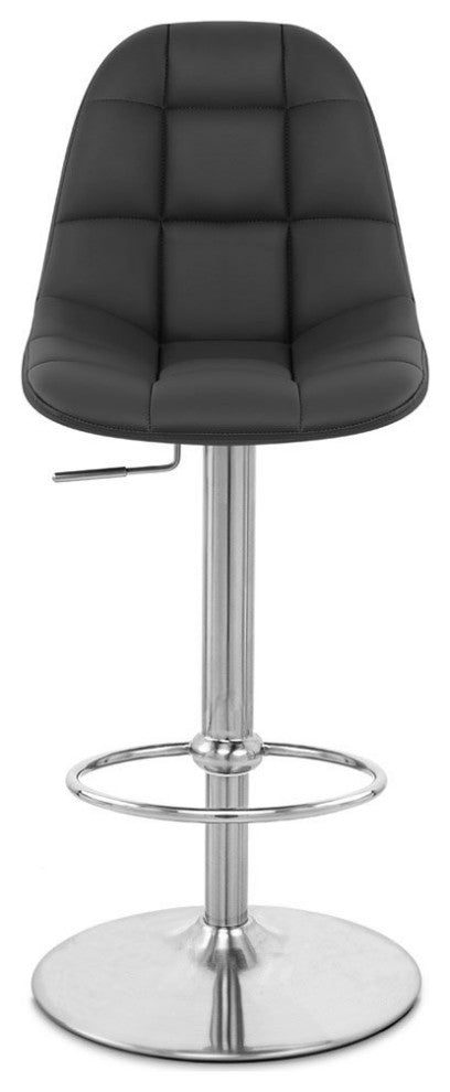 Rochelle Bar Stool Leatherette Seat Adjustable Height Trumpet Base, Black