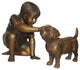 Boy and Dog Bronze Statue - Size: 30"L x 18"W x 18"H.