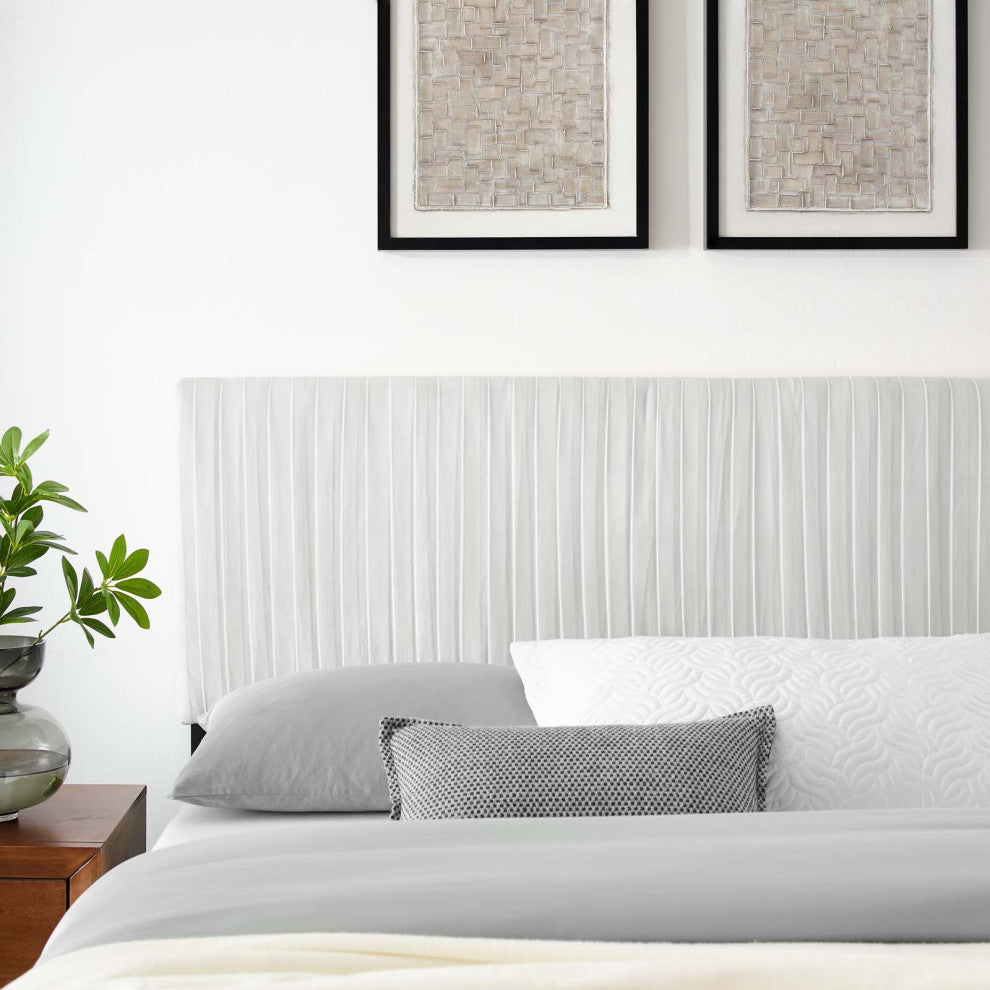 Tufted Headboard, Full Queen Size, Velvet, White, Modern Contemporary, Bedroom