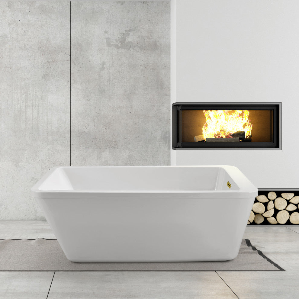 60" Streamline NPT9240GLD Soaking Freestanding Tub With Internal Drain