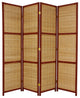 6'' Tall Woven Accent Room Divider, 4 Panel, Red Brown