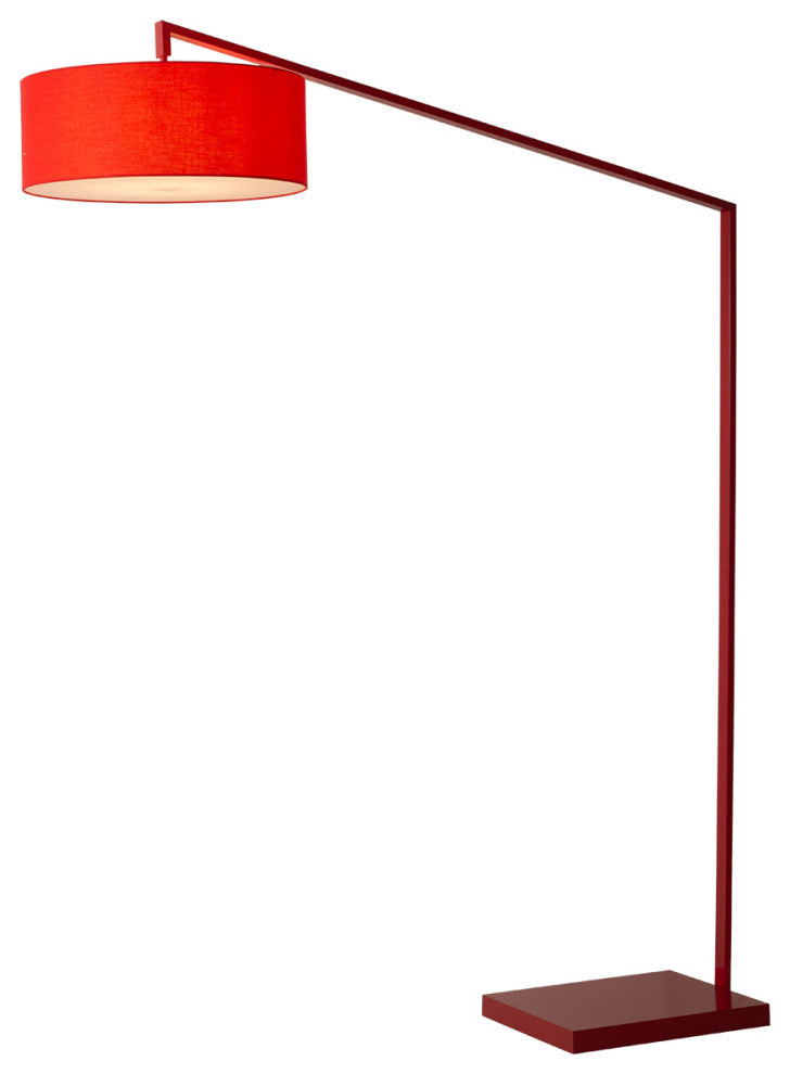 Stretch Arc Floor Lamp - 87", Red Finish, Step Switch, Rectangular Marble Base