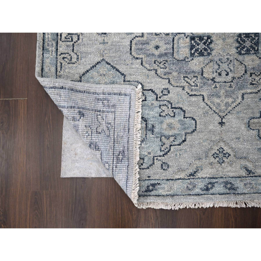 Silver Gray Wool Hand Knotted Anatolian Design Supple Collection Rug 5'10"x8'10"
