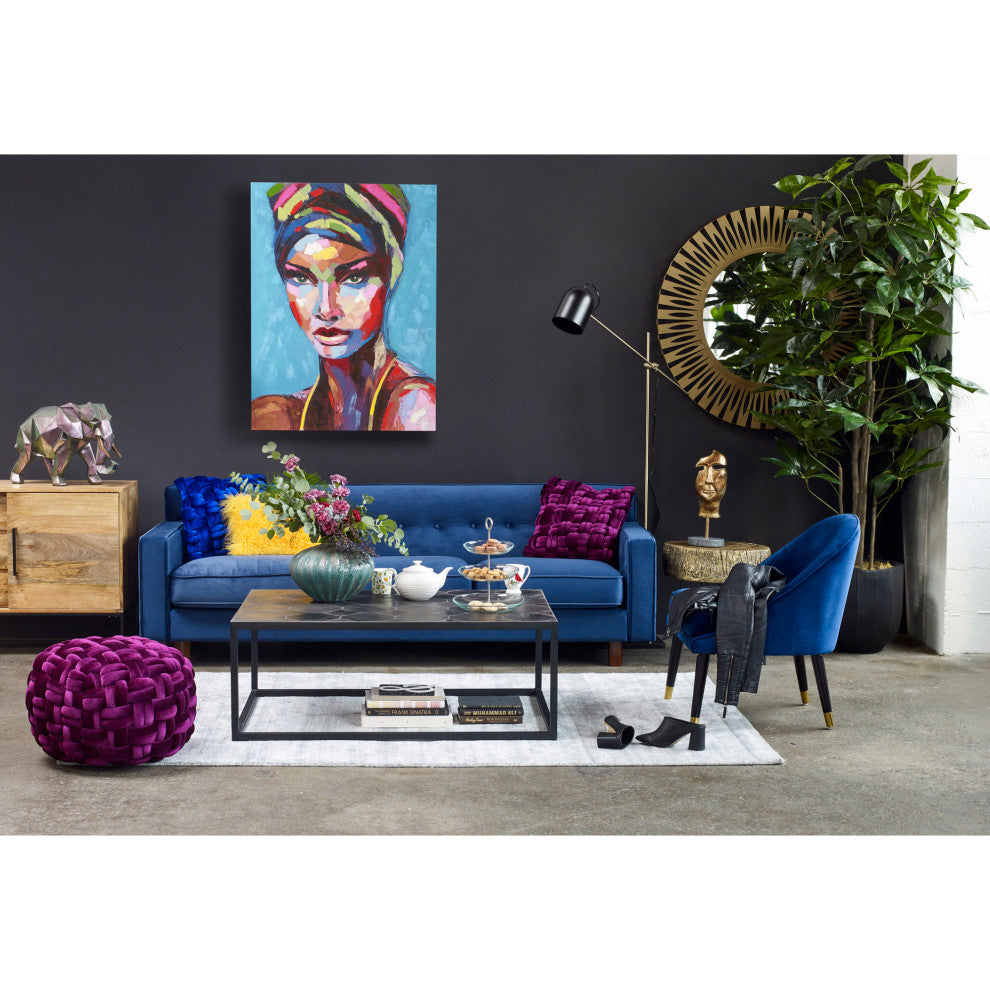 Contemporary Pj Velvet Pouf Wine - Purple
