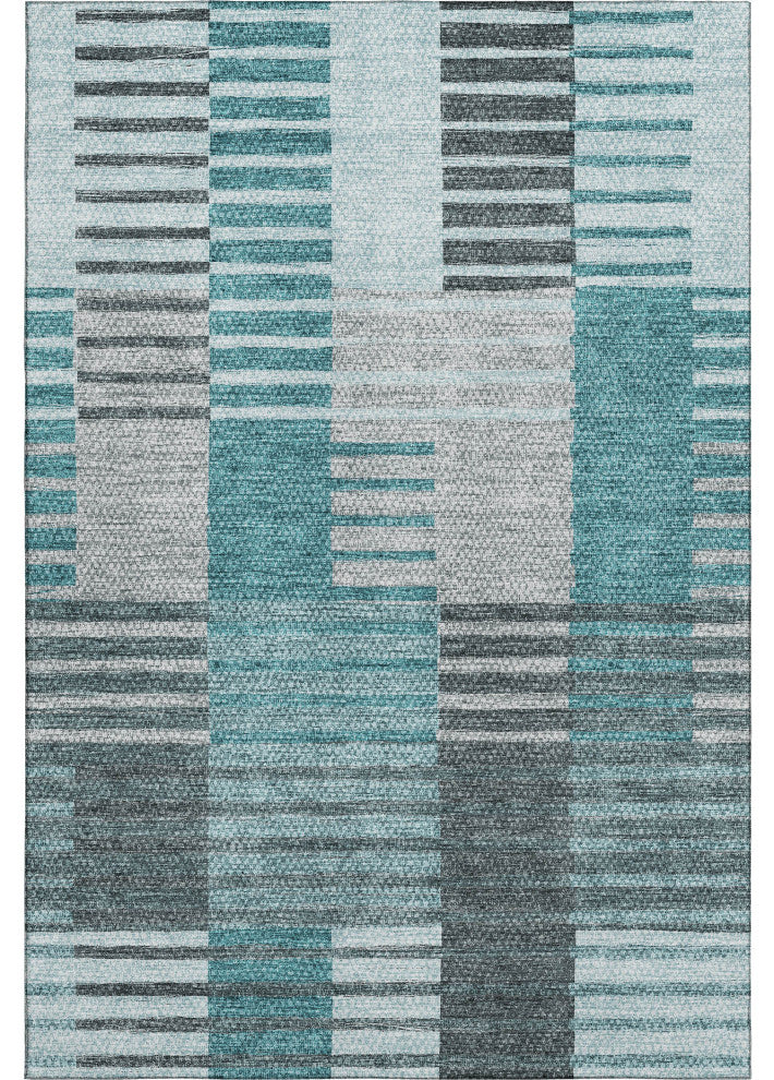 Premium Machine Washable Mayfield AMF687 Teal 5' x 7'6" Rug