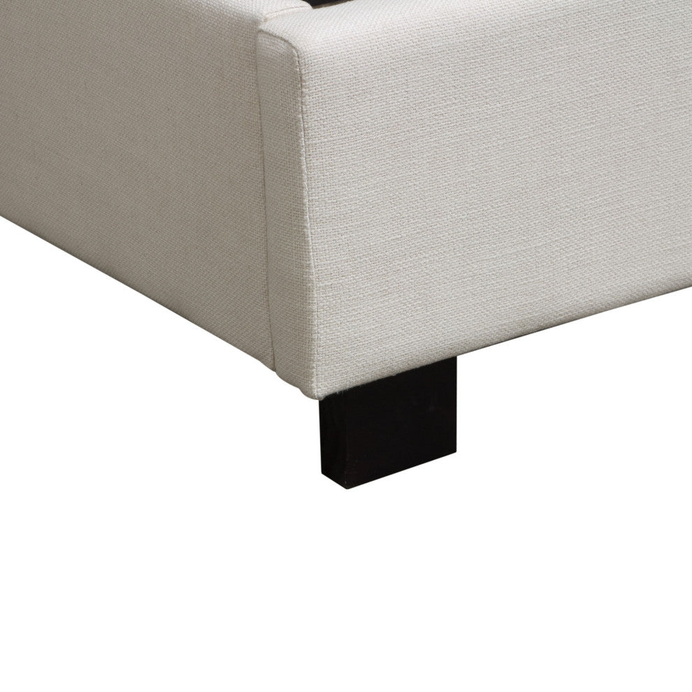 Park Avenue Eastern King Tufted Bed with Vintage Wing in Desert Sand Linen
