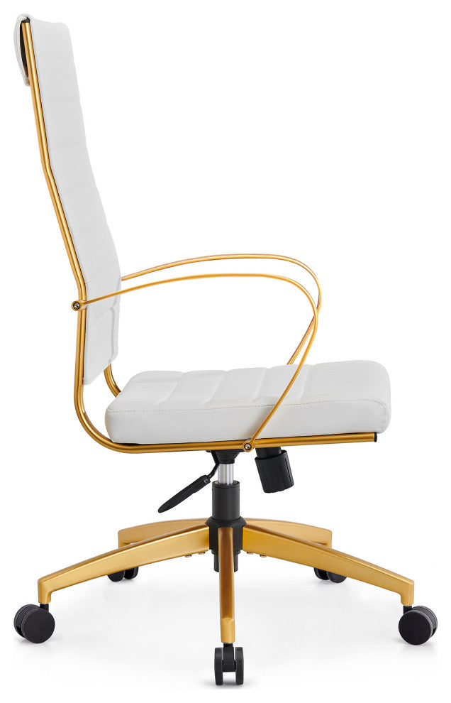 LUXMOD High Back Adjustable Swivel Computer Chair, Gold White