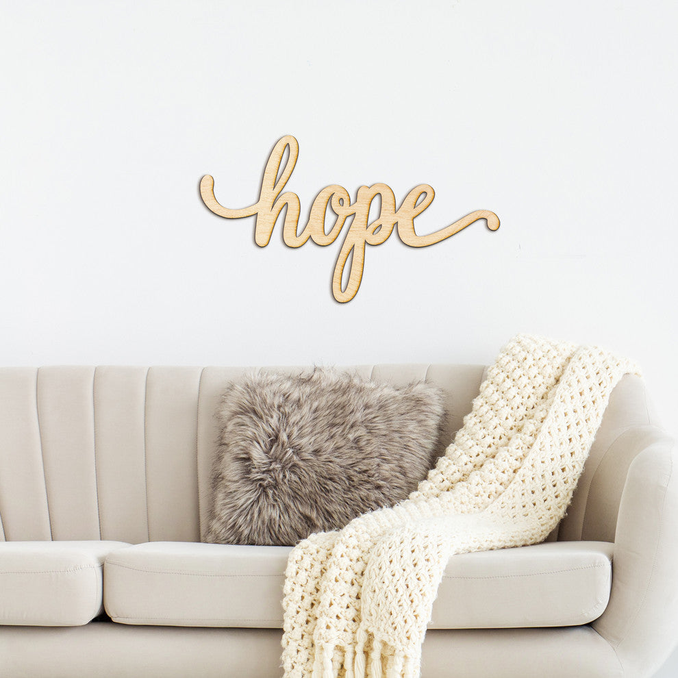 Hope Script Wood Word Wall Art Sign Unfinished, 36"x19"