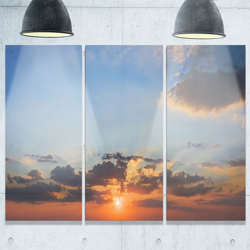 "Beautiful Cloudy Sunset Panorama" Metal Wall Art, 3 Panels, 36"x28"