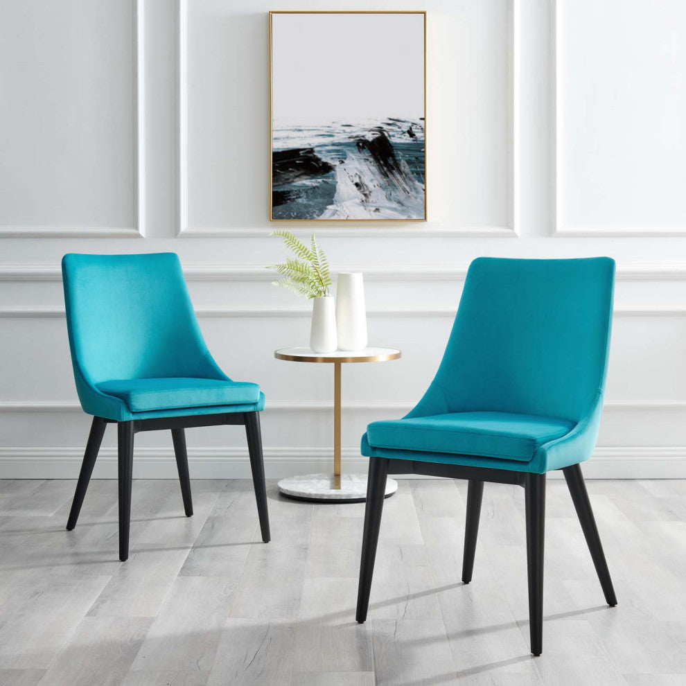 Side Dining Chair, Blue, Velvet, Modern, Kitchen Bistro Restaurant Hospitality