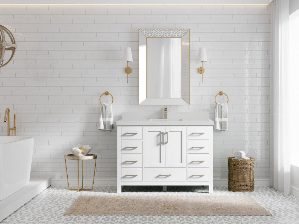 Malibu 48 Single Sink Bath Vanity in White  2" Carrara Quartz