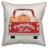 Red Pumpkin Truck 20"x20" Throw Pillow