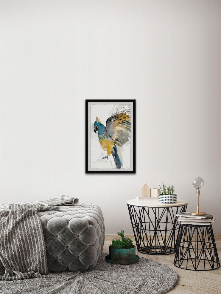 "Flying Festive Parrot" Framed Painting Print, 12"x18"