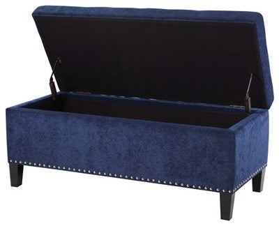 Madison Park Shandra II Tufted Top Soft Close Storage Bench, Blue