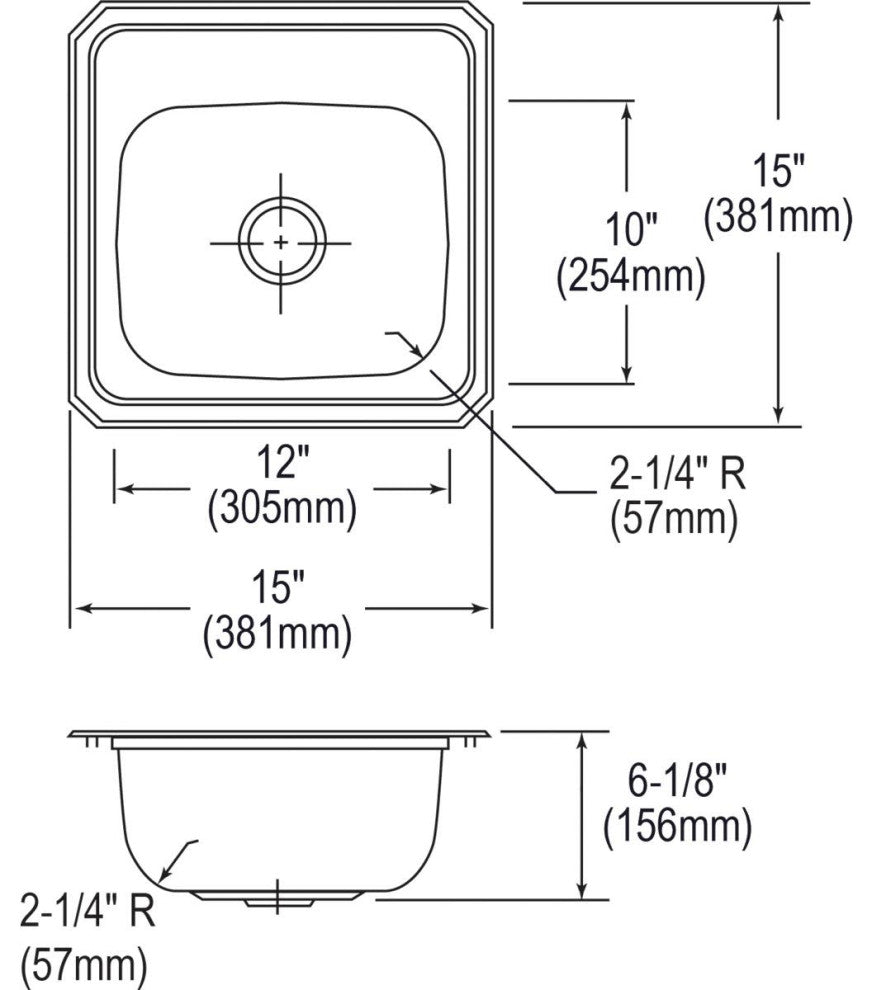 Elkay BCR15 Celebrity 15" Single Basin Drop In Stainless Steel - 3 Faucet Holes