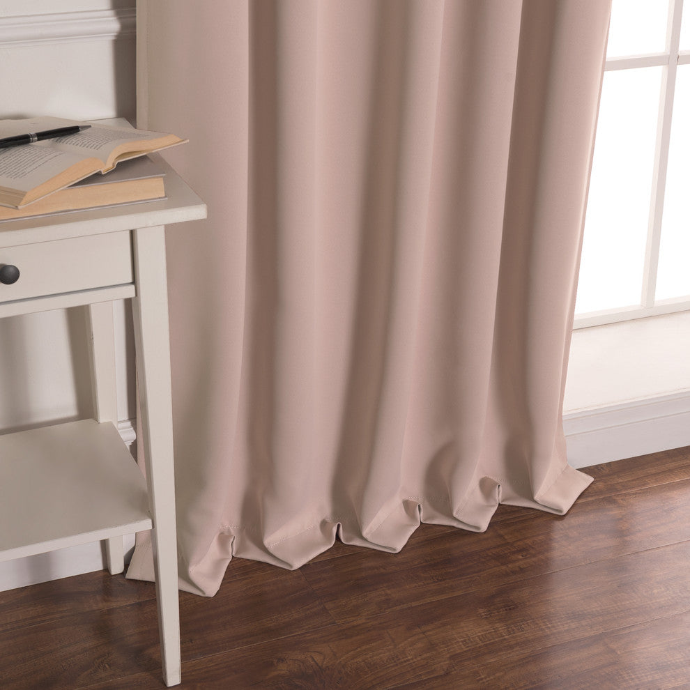 BANDTAB -Thermal Insulated Blackout Knotted Tab Curtain Set, Dustypink, 52" W X