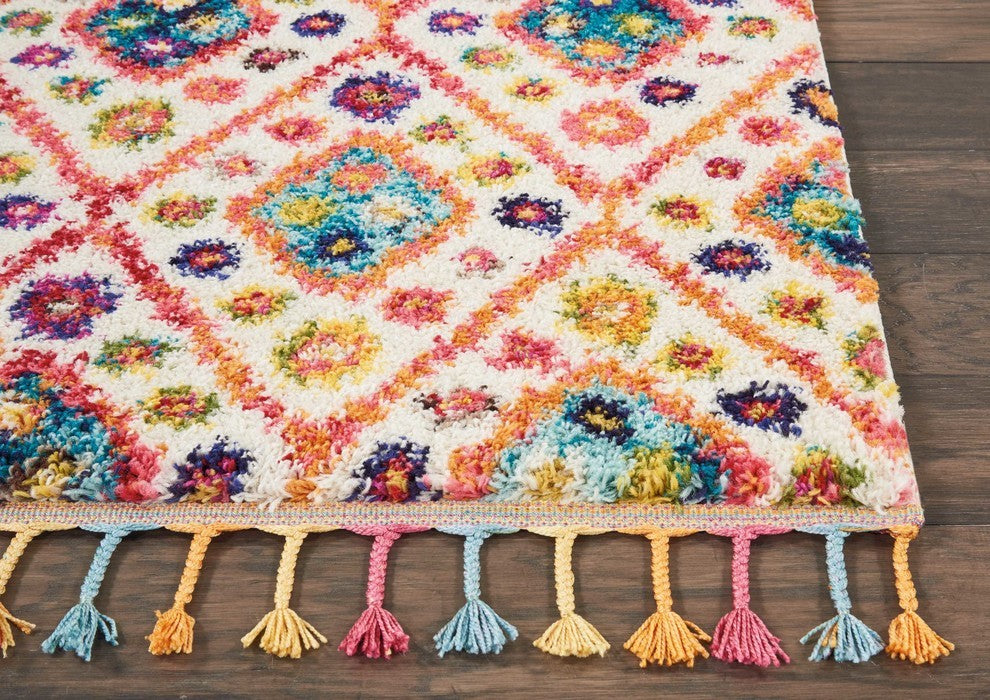 Nourison Moroccan Casbah Ivory/Pink Area Rug, 2'3"x8'