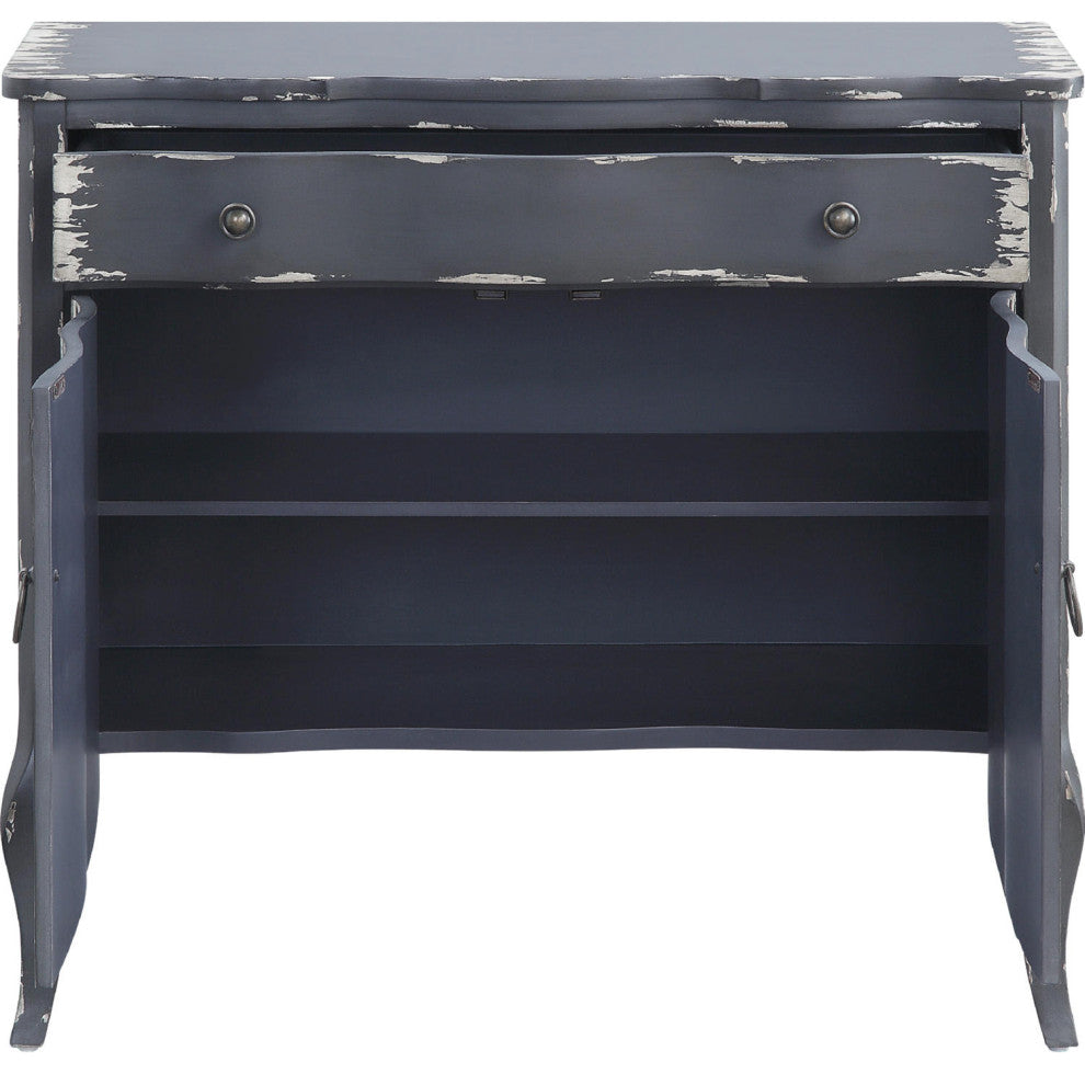 Accent Cabinet With One Shelf and a Drawer, Antique Gray Finish