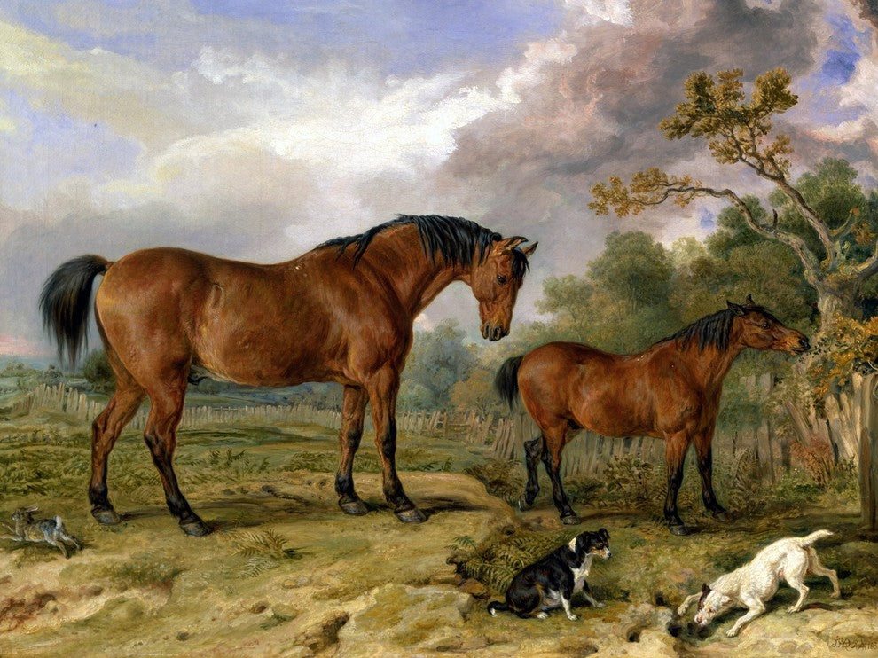 Tile Mural Village Animals Horses Dogs By James Ward, 6"x8", Matte