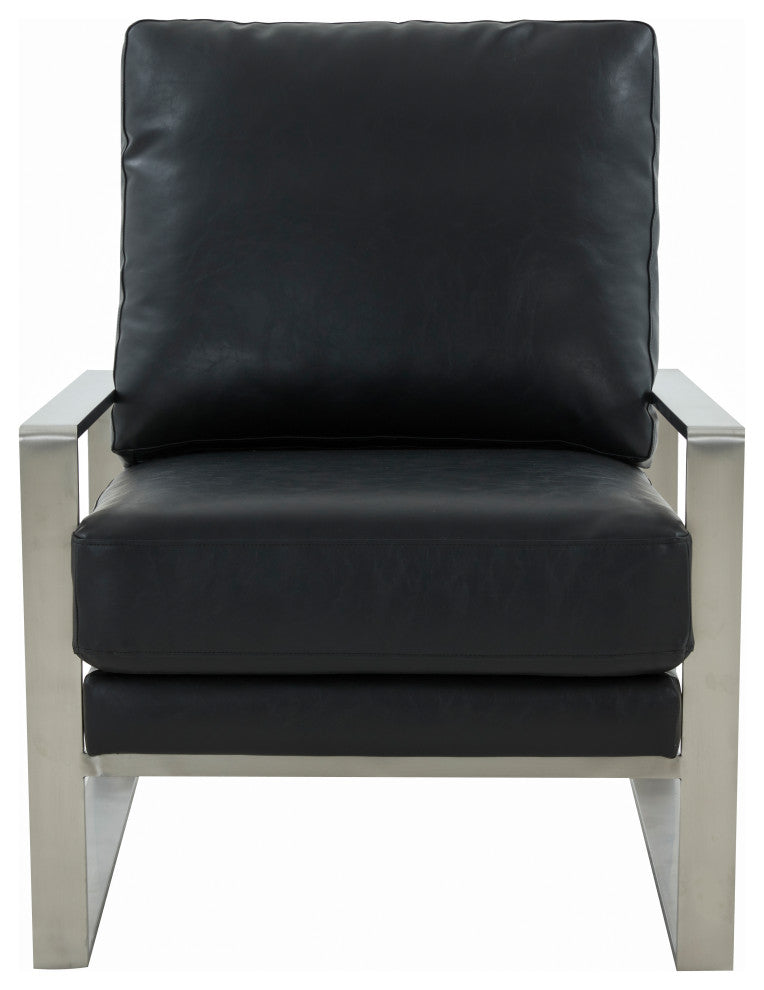 LeisureMod Jefferson 3-Piece Set With Coffee Table and 2 Arm Chairs, Black