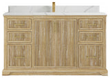 Alys Teak 60 Single Sink Bathroom Vanity Whitewashed 1.5" Calacatta Laza