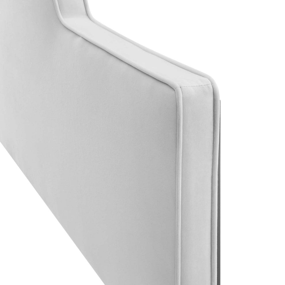 Headboard, Full Queen Size, Velvet, Light Gray, Modern Contemporary