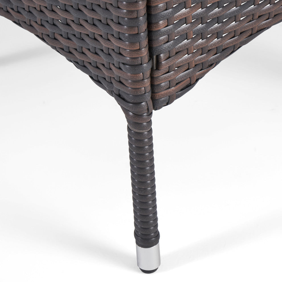 Nelly Outdoor Aluminum and Wicker 8 Seater Dining Set, Antique Matte Black, Multibrown, Beige