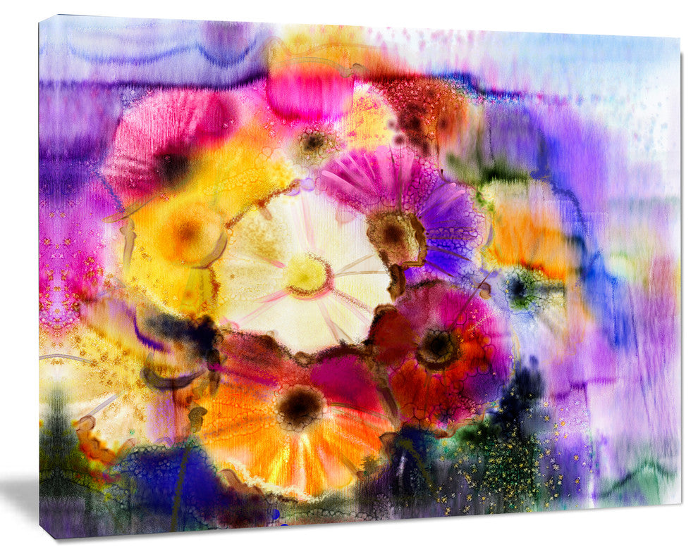 Bunch of Colored Daisy Flowers, Large Floral Canvas Art Print, 20"x12"