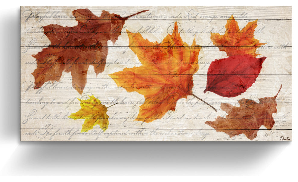 Fall Leaves Wrapped Canvas Harvest Wall Art, 24"x48"