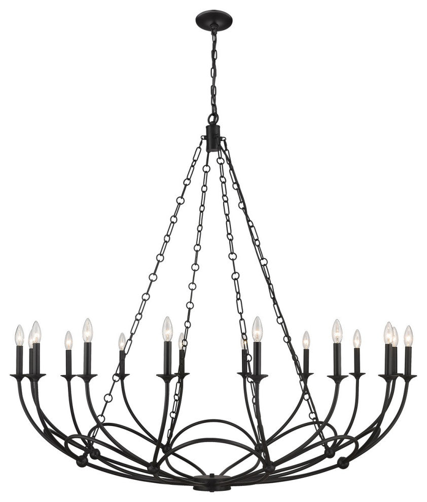 Arabella 16 Light Chandelier, Matte Black