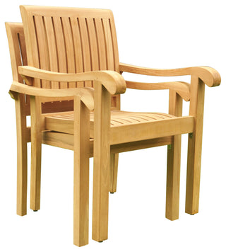 9Piece Outdoor Patio Teak Dining Set, 71" Rectangle Table, 8 Nain Stacking Chair