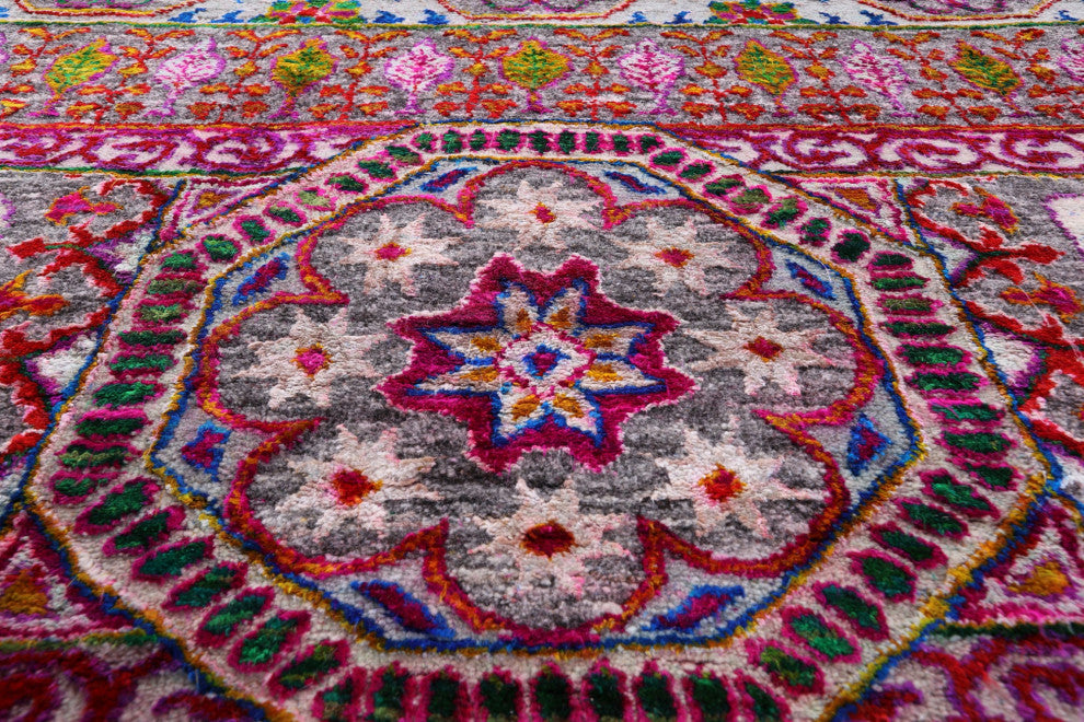Wool & Silk Mamluk Handmade Rug 7' 9" X 9' 11" - Q13729