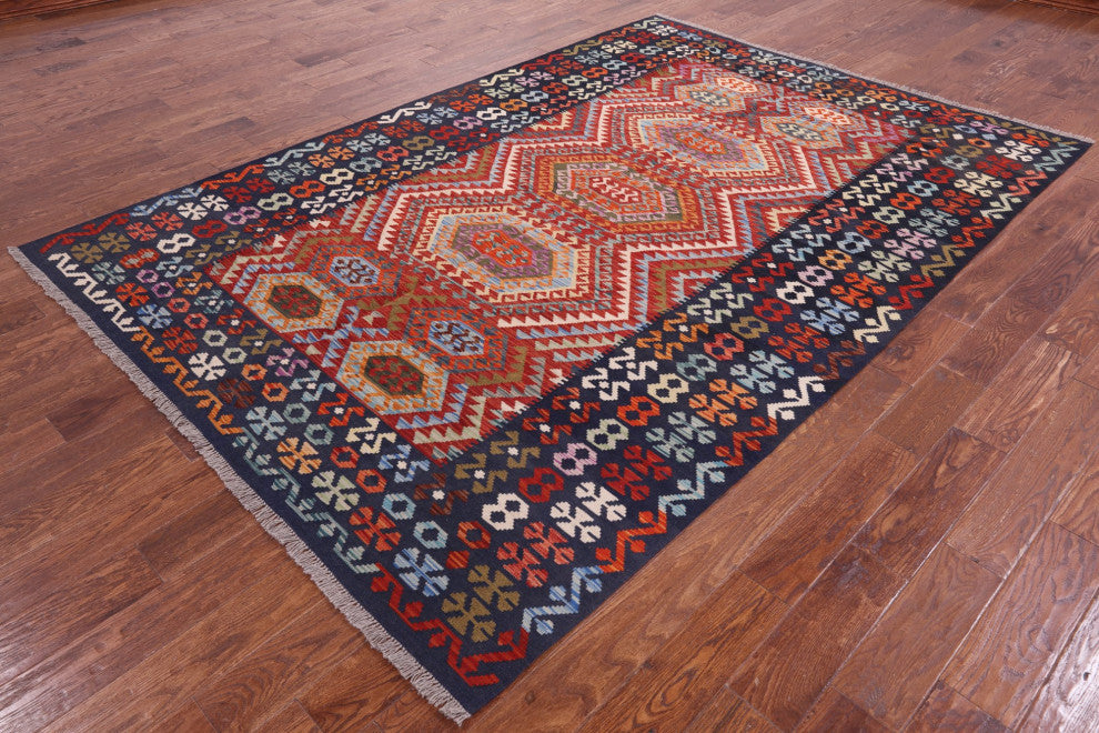 Kilim Flat Weave Reversible Wool On Wool Rug 6' 9 X 9' 9" Q9464