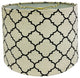 Linen Eggshell and Black Moroccan Print Shallow Drum Hardback Lamp Shade