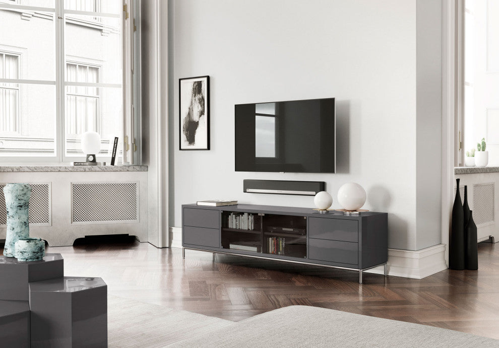 Lenox Media Cabinet, Glossy Dark Gull Gray