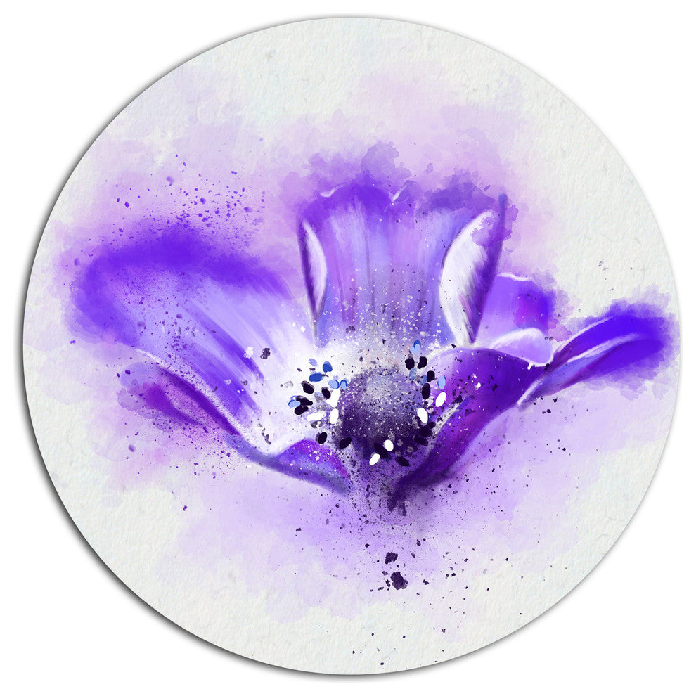 Stylized Watercolor Poppy Flower, Floral Round Wall Art, 23"