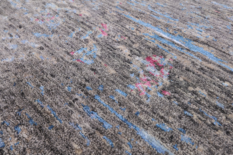 Abstract Hand Knotted Wool and Silk Rug 8' 2" X 10' 2" Q8874