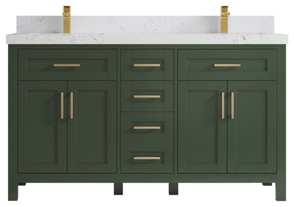 Cambridge 60 Double Bathroom Vanity in Pewter Green 2" Empira Quartz