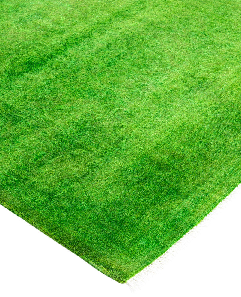 Overdyed One-of-a-Kind Hand-Knotted Area Rug Green, 3' 2" x 3' 7"