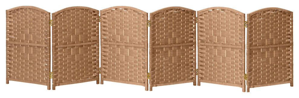 2 ft. Short Diamond Weave Fiber Room Divider Natural 6 Panel