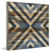 "Converging Blues" Painting Print on Natural Pine Wood