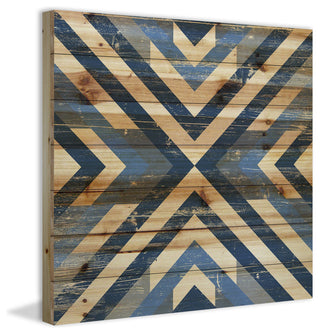 "Converging Blues" Painting Print on Natural Pine Wood