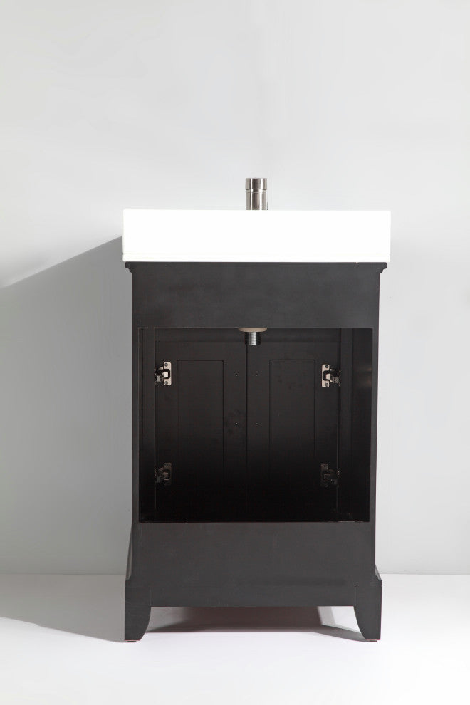 Bathroom Vanity Set With Engineered Marble Top, 24", Espresso, Led Sensor-Switch Mirror