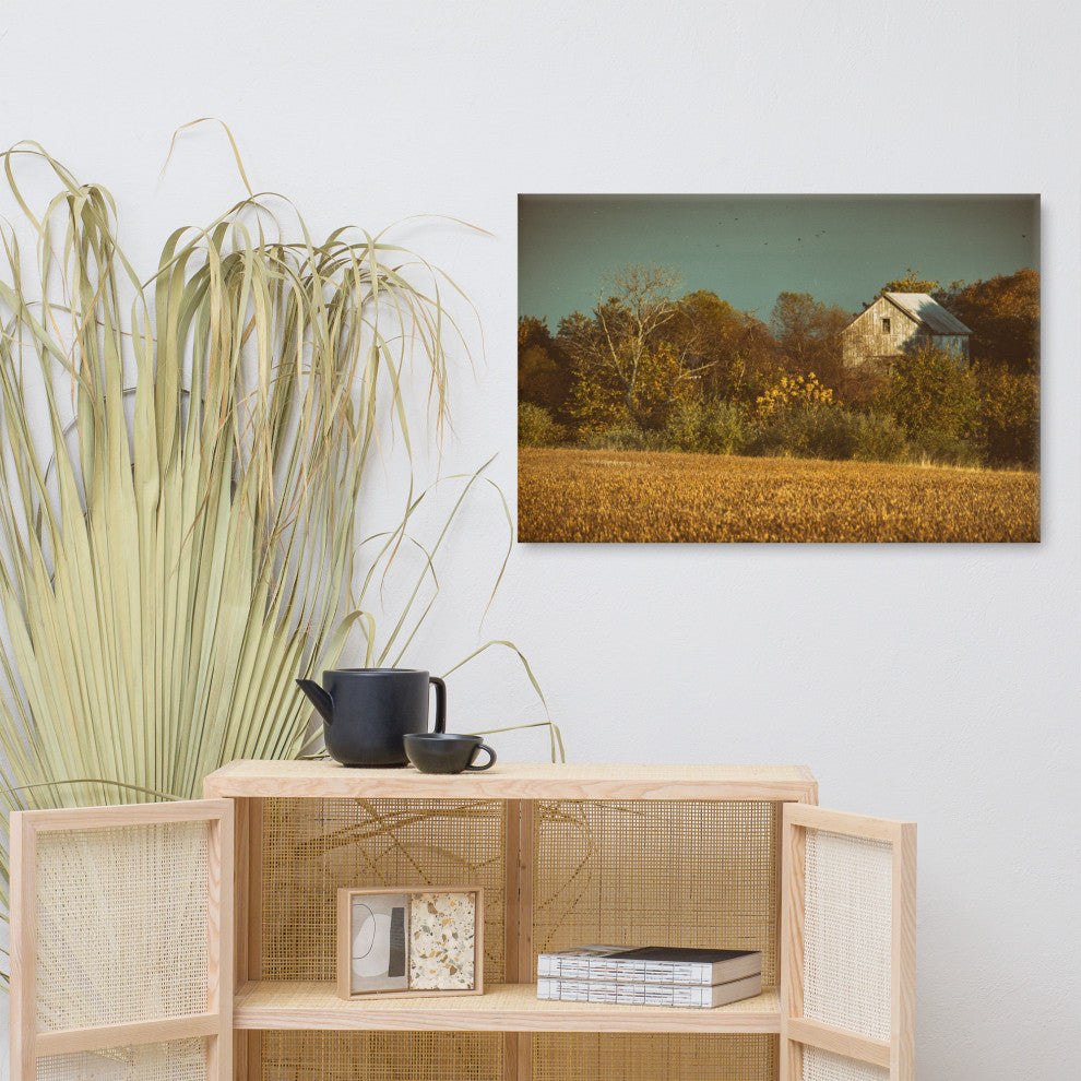 Canvas Wall Decor: Abandoned Barn - Aged Rural Landscape Photo, 24" X 36"