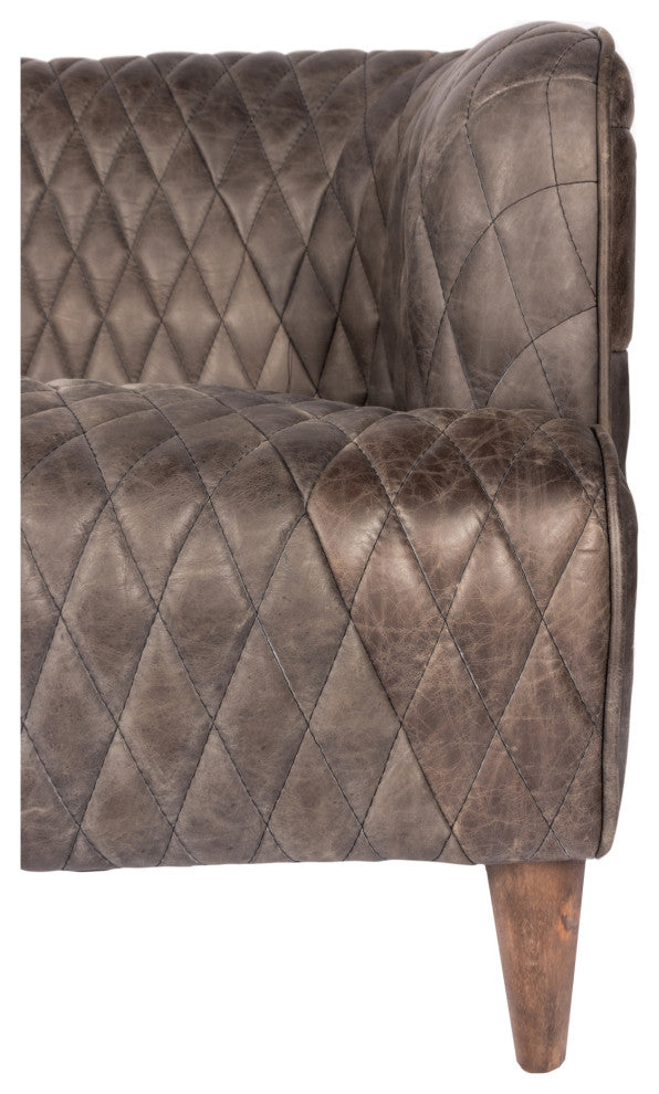 First of A Kind Magdelan Tufted Leather Sofa Nimbus Black Leather