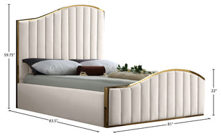 Jolie Black Velvet King Bed, Cream, King