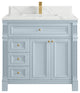 Paris 36" Center Sink Bathroom Vanity, Blue Heather 1.5" Calacatta Laza