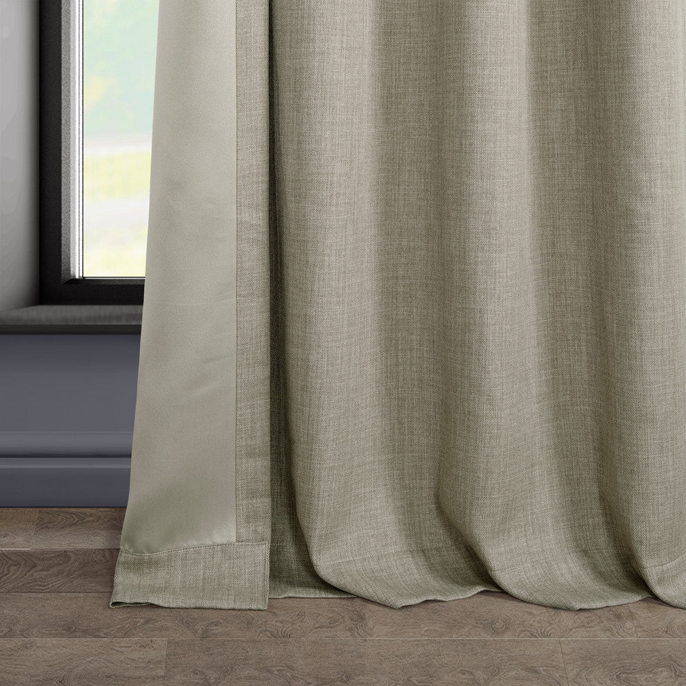 Faux Linen Grommet Room Darkening Curtain Single Panel, Oatmeal, 50"x84"